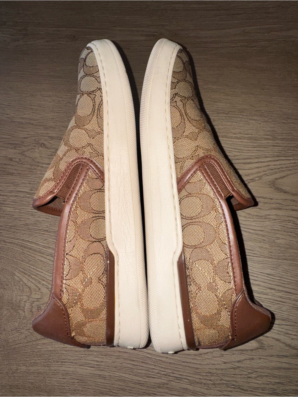 ‼️SOLD‼️Coach Women’s Tan Brown Monogram Slip-On Sneakers Logo Jacquard Canvas - Picture 8 of 13
